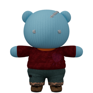 Blue Craiggerbear with a sweater